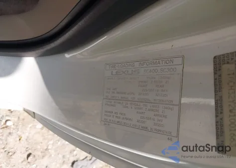 1998 Lexus Sc 400 z USA, uszkodzony, nr VIN JT8CH32Y2W1001663